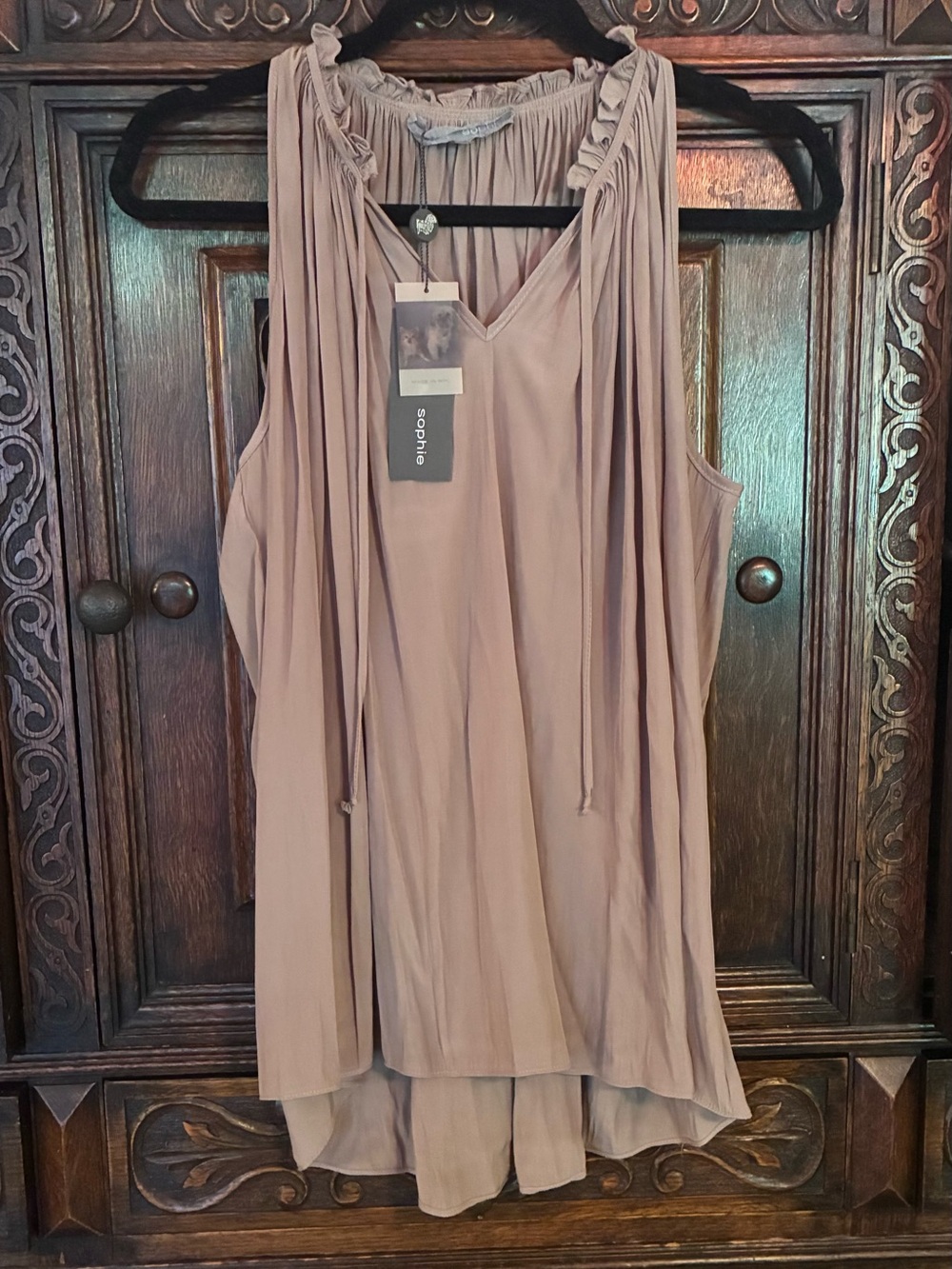 Lola & Sophie Blush Taupe High Low Sleeveless Tunic Top NWT Size M